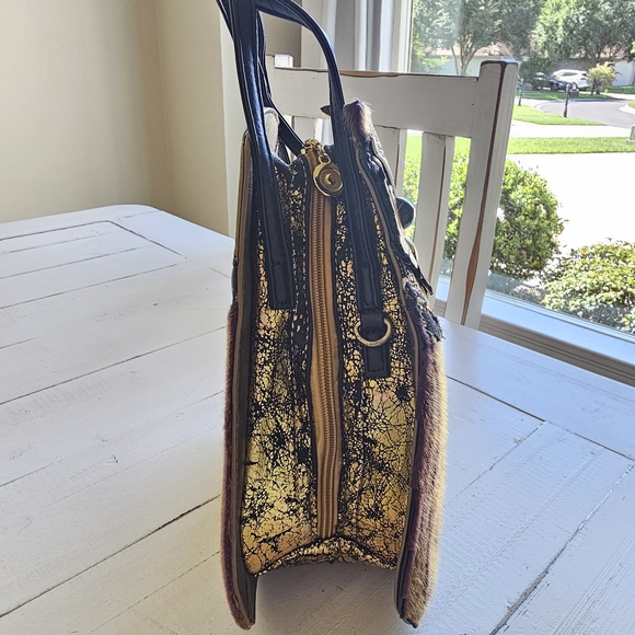 Whimsical Owl Shoulder Bag Brown and Gold - Picture 2 of 7